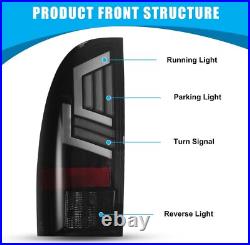 LED Tail Lights For 2005-2015 Toyota Tacoma Turn Signal Lamps Black Smoked PAIR