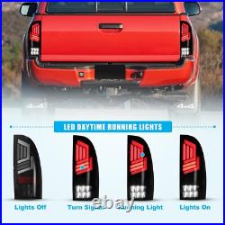 LED Tail Lights For 2005-2015 Toyota Tacoma Turn Signal Lamps Black Smoked PAIR