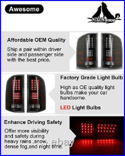 LED Tail Lights For 2007-2014 Chevy Silverado 1500 2500HD Brake Lamp Black Clear