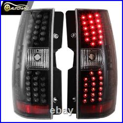 LED Tail Lights For 2007-2014 Chevy Suburban Tahoe Brake Lamps Pair Black Clear