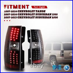 LED Tail Lights For 2007-2014 Chevy Suburban Tahoe Brake Lamps Pair Black Clear