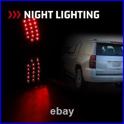 LED Tail Lights For 2007-2014 Chevy Suburban Tahoe Brake Lamps Pair Black Clear