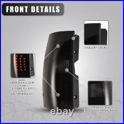 LED Tail Lights For 2007-2014 Chevy Suburban Tahoe Brake Lamps Pair Black Smoke