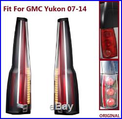 LED Tail Lights For 2007-2014 GMC Yukon Chevrolet Tahoe Suburban Red Clear Lens