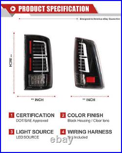 LED Tail Lights For 2009-2018 Dodge Ram 1500/2500/3500 Black Clear Brake Lamps