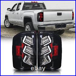 LED Tail Lights For 2014-2015 GMC Sierra 1500 2500HD 3500HD Black Clear Lamps