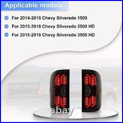 LED Tail Lights For 2014-2018 Chevy Silverado 1500 2500 HD 3500 HD Lamps Smoke