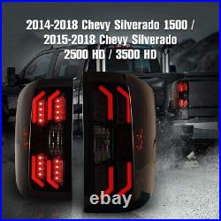 LED Tail Lights For 2014-2018 Chevy Silverado 1500 2500 HD 3500 HD Lamps Smoke