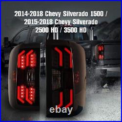 LED Tail Lights For 2014-2018 Chevy Silverado 1500 2500 HD 3500 HD Smoke Lamps