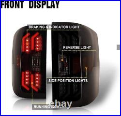 LED Tail Lights For 2014-2018 Chevy Silverado 1500 2500 HD 3500 HD Smoke Lamps