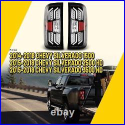 LED Tail Lights For 2014-2019 Chevy Silverado 1500 2500 3500 HD Brake Lamps L&R