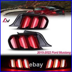 LED Tail Lights For 2015-2022 Ford Mustang Sequential Signals Lamps Red Lens L&R