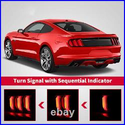 LED Tail Lights For 2015-2022 Ford Mustang Sequential Smoke Turn Signal Lamps