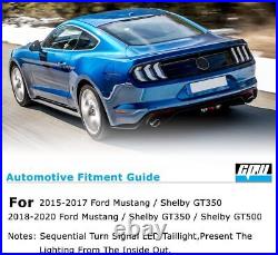 LED Tail Lights For 2015-2022 Ford Mustang Sequential Turn Signal Smoke Lens