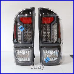 LED Tail Lights For 2016-2023 Toyota Tacoma Black Clear LED Rear Lamps L+R Side