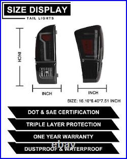 LED Tail Lights For 2016-2023 Toyota Tacoma Rear Brake Lamps Black Smoke Lens