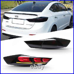 LED Tail Lights For 2017-2018 Hyundai Elantra Sequential Smoked Rear Lights Pair