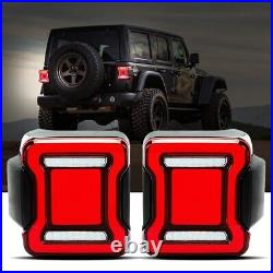 LED Tail Lights For 2018-2023 Jeep Wrangler JL Sequential Rear Turn Signal Lamps