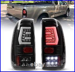 LED Tail Lights For 97-03 Ford F150/97-07 F250 F350 Super Duty Gloss Black Clear