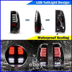 LED Tail Lights For 97-03 Ford F150/97-07 F250 F350 Super Duty Gloss Black Clear