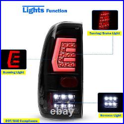 LED Tail Lights For 97-03 Ford F150/97-07 F250 F350 Super Duty Gloss Black Clear