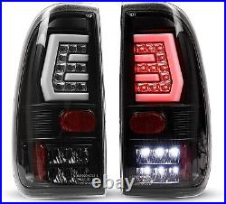 LED Tail Lights For 97-03 Ford F150/97-07 F250 F350 Super Duty Gloss Black Clear