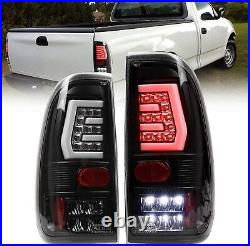 LED Tail Lights For 97-03 Ford F150/97-07 F250 F350 Super Duty Gloss Black Clear