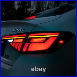 LED Tail Lights For Honda Civic 2022 2023 2024 Smoke Sedan Animation Rear Lamps
