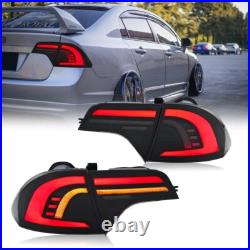 LED Tail Lights For Honda Civic Sedan 2006-2011 Sequential Turn Signal Rear Lamp