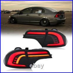 LED Tail Lights For Honda Civic Sedan 2006-2011 Sequential Turn Signal Rear Lamp