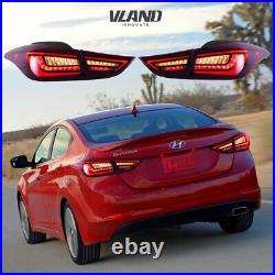 LED Tail Lights For Hyundai Elantra 2011-2015 Red Rear Lamps Sequential Lights
