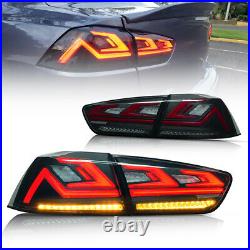 LED Tail Lights For Mitsubishi Lancer EX 2008-2017 EVO X Smoked 4Pcs Rear Lamps