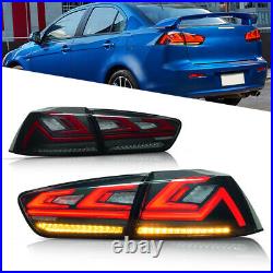 LED Tail Lights For Mitsubishi Lancer EX 2008-2017 EVO X Smoked 4Pcs Rear Lamps