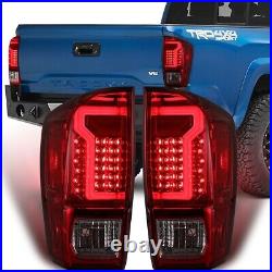 LED Tail Lights L&R Pair for 2016-2023 Toyota Tacoma Red Lens Rear Brake Lamps
