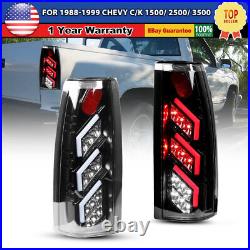 LED Tail Lights for 1988-1998 Chevy GMC C/K 1500 2500 3500 Black Clear Rear Lamp