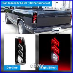 LED Tail Lights for 1988-1998 Chevy GMC C/K 1500 2500 3500 Black Clear Rear Lamp