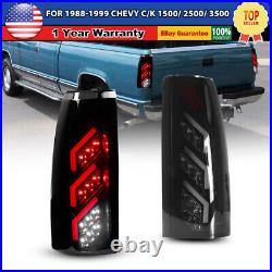 LED Tail Lights for 1988-1998 Chevy GMC C/K 1500 2500 3500 Black Smoke Rear Lamp