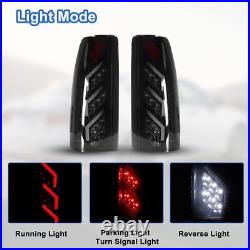 LED Tail Lights for 1988-1998 Chevy GMC C/K 1500 2500 3500 Black Smoke Rear Lamp