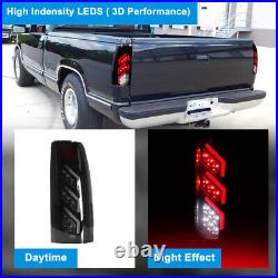 LED Tail Lights for 1988-1998 Chevy GMC C/K 1500 2500 3500 Black Smoke Rear Lamp