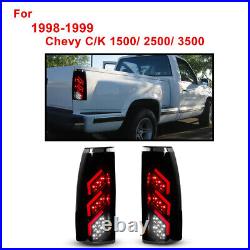 LED Tail Lights for 1988-1998 Chevy GMC C/K 1500 2500 3500 Black Smoke Rear Lamp