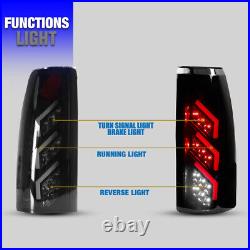 LED Tail Lights for 1988-1998 Chevy GMC C/K 1500 2500 3500 Rear Lamp Black Smoke