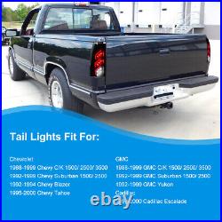 LED Tail Lights for 1988-1998 Chevy GMC C/K 1500 2500 3500 Rear Lamp Black Smoke