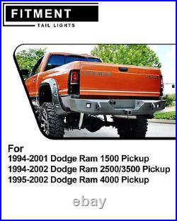 LED Tail Lights for 1994-2001 Dodge Ram 1500 2500 3500 Brake Lamps Black Clear