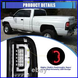 LED Tail Lights for 1994-2001 Dodge Ram 1500 2500 3500 Brake Lamps Black Clear