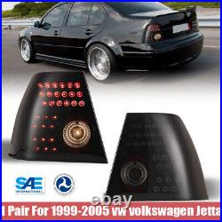 LED Tail Lights for 1999-2003 Volkswagen Jetta Rear Brake Lamp Black Smoke Pair
