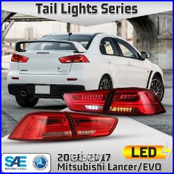 LED Tail Lights for 2008-2017 Mitsubishi Lancer EVO X Sequential Turn Signal Red