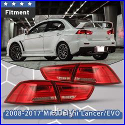 LED Tail Lights for 2008-2017 Mitsubishi Lancer EVO X Sequential Turn Signal Red