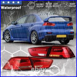 LED Tail Lights for 2008-2017 Mitsubishi Lancer EVO X Sequential Turn Signal Red