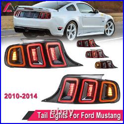 LED Tail Lights for 2010-2014 Ford Mustang GT Sequential Signal Brake Red Lamps