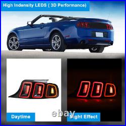 LED Tail Lights for 2010-2014 Ford Mustang GT Sequential Signal Brake Red Lamps